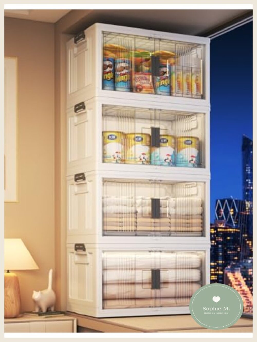 76QT Collapsible Storage Bins with Wheels, Foldable Stackable Plastic